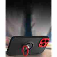 Husa de protectie Eagle eye pentru Apple iPhone 12 Pro, Rezistenta la socuri, Protectie camera, Cu inel de prindere magnetic rosu, Vafy, Negru