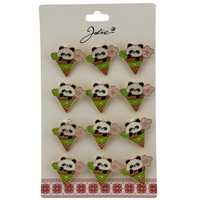 Set 12 Brose Martisor pentru Copii, Jolie, Model Urs Panda in Con de Inghetata, Multicolor