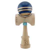Kendama X Originala RAINBOW, Profesionala, Flippy, Cupe Mari KING SIZE V3, Super Sticky, Gaura in Baza, Rulment Metalic, din lemn 18 cm, Ata 62/65 cm, Albastru/Maro