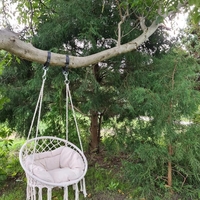 Scaun rotund tip leagan suspendat cu perna Confort Plus, casa sau gradina, bej