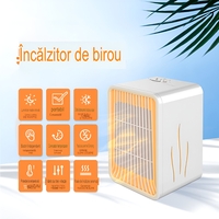 Mini Incalzitor pentru Birou, Vafy, Incalzire si Racire, 1000-1200W, cu Lumini, cu Maner, Lungime Cablu 1.5 m, 3 Trepte de Temperatura, 15.3x13.8x22.5 cm, Alb