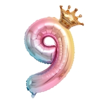 Balon din Folie Metalizata, Flippy, Figurina Cifra Gradient, Tema Aniversare 80 cm, Ambalaj Individual, Pai inclus, Umflare cu Aer sau Heliu