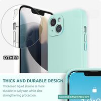 Husa pentru Apple iPhone 14 Vafy, Liquid Silicone, cu Microfibra pe interior, Protectie Antisoc, Light Cyan