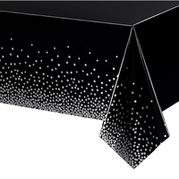 Fata de Masa, Flippy, din PEVA, Imprimeu Buline Argintii, 137 x 274 cm, Impermeabila, Fara Pete, Curatare Rapida, Negru