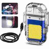 Lanterna Tip Breloc cu Bricheta, Vafy, Impermeabila, 3 Moduri Iluminare, 300 mAh, Incarcare USB-C, COB, Raza de Actiune 50 - 100 m, 7.4 x 4.9 x 1.7 cm, Albastru