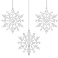 Decoratiune brad fulg de zapada, set 3 bucati, 12cm, alb