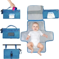 Geanta Multifunctionala, Vafy, Tip Aleza de Schimbat Scutece, Impermeabila, din Panza Oxford, cu Buzunare, Usor de Agatat, 30 x 20 cm, Albastru
