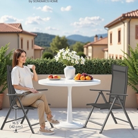 SONGMICS Set 2 scaune gradina pliabile cu spatar reglabil 8 pozitii, 150 kg, 56x70x106 cm, negru