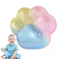 Jucarie Antistres Squishy, Flippy, cu Revenire Lenta, Squeeze Pinch Family, Model Cat Paw, 6.5 x 6 cm, din Tpr, 4-6 Ani, Model Curcubeu, Multicolor cu Insertii