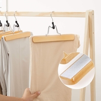 SONGMICS Set de 12 umerase din lemn pentru pantaloni, carlig antiderapant rotativ, 25cm, natural
