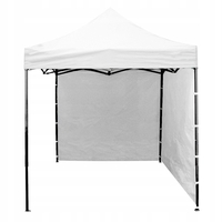 Cort tip pavilion cu 3 pereti laterali, structura solida otel si acoperis impermeabil PVC, 3x3 m cu inaltime reglabila, alb