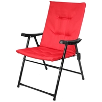 Scaun pliabil de gradina cu perna, structura metalica, 59x66x90 cm, rosu