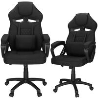 Scaun de birou ergonomic cu reglaj pe inaltime, functie de balans si perna lombara, 59x52x125 cm, negru