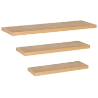 Set 3 rafturi plutitoare decorative de perete, din MDF cu suport metalic, 30, 45 si 60 cm, maro