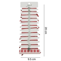 Bratara Martisor pentru Dama, Jolie, Model Inger, Set 12 bucati, Pandativ Argintiu din Inox cu Snur Rosu Ajustabil