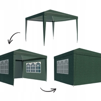 Cort pavilion de gradina, 300x300 cm, cu 4 pereti laterali cu ferestre, impermeabil cu rezistenta UV, verde