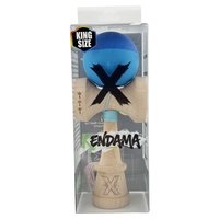 Kendama X Originala, Profesionala, Flippy, Rubber Grip, Cupe Mari KING SIZE V3, Gaura in Baza, Rulment Metalic, din lemn 18 cm, Ata 62/65 cm, Bicolor Albastru/Albastru deschis