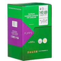 Instalatie Solara Craciun Turturi, IP44, 5 m, 143 Led-uri, Perdea Franjurata, Alb cald, 8 jocuri de lumini, cu Telecomanda, 31V, 500 mAh, Acumulator de 2400 mAh, Exterior, Prelungitor 5 m inclus, Fir Transparent, Flippy