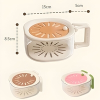 Cos de Scurgere pentru Fructe 2 in 1, Vafy, din Plastic Durabil, Filtru Telescopic, Scurgator de Fructe si Legume, pentru Uz Casnic, 15 x 15 x 8.5 cm, Maro/Bej