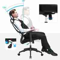 SONGMICS Scaun de birou ergonomic cu tetiera si suport lombar, reglabil, mecanism balans, maxim 120 kg, 70x70x133 cm, negru