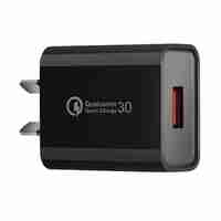 Incarcator Retea Fast Charge 5V3A, Flippy, Capat STANDARD EUROPEAN QC 3.0, 18W, Fara Cablu, Negru