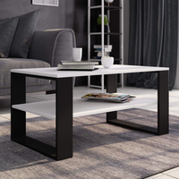 Masuta cafea ALEX cu raft inferior, PAL laminat, 92x53x45 cm, alb si negru