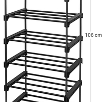SONGMICS Raft pantofi 6 niveluri, 12 perechi incaltaminte, structura metalica, 45x30x106 cm, negru