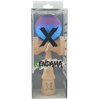 Kendama X Originala, Profesionala, Flippy, din Lemn, Rubber Grip, 18 cm, Gradient Violet/Albastru