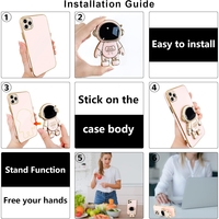 Husa de Protectie TPU 2in1, Vafy, pentru Apple iPhone 15 Pro, Astronaut cu Suport, Antisoc, Rezistenta la Impact, Protectie Camera, Roz