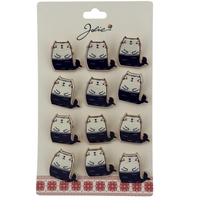 Set 12 Brose Martisor pentru Copii, Jolie, Model Pisica Sirena, Alb Albastru