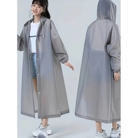 Pelerina de Ploaie, Flippy, pentru Adulti 150-180 cm, din EVA, Impermeabila, Rezistenta la Vant, Inchidere cu Capse, 140 g, Gri