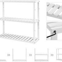 SONGMICS Raft de depozitare din bambus, 3 polite, pentru bucatarie sau baie, 60x15x54 cm, alb