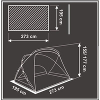 Cort plaja pentru 4 persoane, cu podea, protectie UV, 273x195x177 cm, albastru