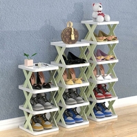 Organizator de Pantofi, Flippy, 5 Straturi, din ABS, Suport Modular, 65.5 x 24 x 26 cm, Verde