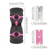 Racleta Multifunctionala pentru Curatare Sticla si Ceramica, Flippy, Design Ergonomic, Maner Anti-alunecare, Include 20 de Lame de Schimb, 12,5 x 4,5 cm, Roz