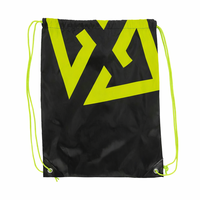 Sac sport tip rucsac cu snur, poliester oxford 210D, 45x35 cm, negru si verde lime