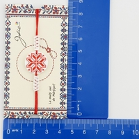 Martisor Traditional Bratara Norocoasa, Jolie, Model Rotund cu Port Traditional, Bratara Martisor pentru Copii, din Plastic/Textil, Snur Alb/Rosu