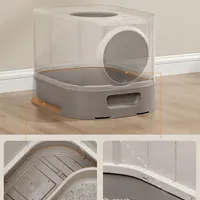 FEANDREA Litiera pentru pisici XXL cu capac, tava extensibila si accesorii incluse, din plastic PP, 54x43x40 cm, gri deschis