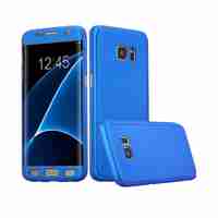 Husa Samsung Galaxy A7 2017 Full Cover 360 Albastru + Folie de protectie