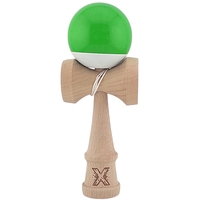Kendama X Originala, Profesionala, Flippy, Super Sticky din Lemn, 18 cm, Verde/Alb