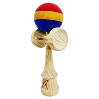 Kendama X Originala, Profesionala, Flippy, Inaltime 52 cm, SUPER BIG cu Cupe KING SIZE, Bila Super Sticky, Diametrul 17 cm, din Lemn, Multicolor