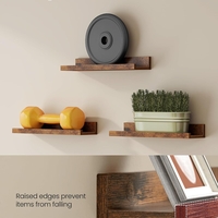 VASAGLE Set 3 rafturi suspendate plutitoare, cu margine frontala inaltata, 38x10x5 cm, maro rustic