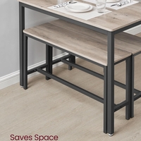 VASAGLE Masa de bar cu 2 banci, design industrial, 110x70x75cm, stejar sonoma