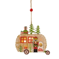 Ornament de Brad, Flippy, cu Lumini LED, din Lemn, Figurina Spargatorul de Nuci, Model Masina, Multicolor