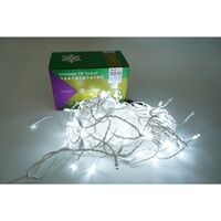 Instalatie de Craciun Flippy® Tip Turturi, Franjuri cu Flash, Sectiune 4 m, 132 LED-uri, Interconectabila, Fir Alb, Alb Rece