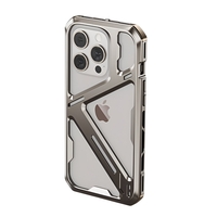 Husa de Protectie Armor Metal Compatibila cu iPhone 15 Pro Max, Vafy, Antizgariere, Antisoc, Protectie Supraincalzire, Gri Metalizat