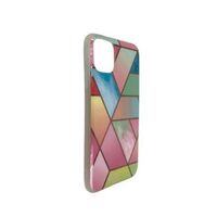 Husa protectie Vafy compatibila cu Samsung Galaxy A32 Soft IMD TPU Marble Geometric Roz