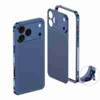 Carcasa Metalica, Vafy, Compatibila Apple iPhone 14 Pro, Creeaza Aspect de iPhone 17 Pro, Unibody Mat, Rezistenta la Zgarieturi, Albastru