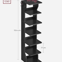 VASAGLE Raft de pantofi, pentru spatii inguste, 6 nivele, 30x26x110 cm, negru