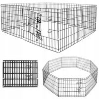 Tarc pentru animale de companie, din fier, forma configurabila, cu usa de acces, XL, 120x120x47cm, negru